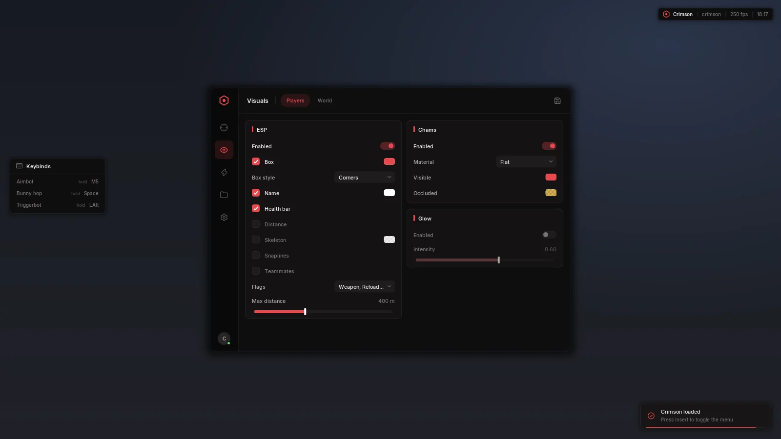 Crimson visuals